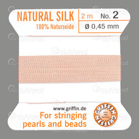 1001-0218 - Griffin Silk Thread With Needle attached Size 02 0.45mm Light Pink 2m Germany 1001-0218,griffin,Silk,Thread,With Needle attached,Size 02,0.45mm,Pink,Light,2m,Germany,Griffin,montreal, quebec, canada, beads, wholesale