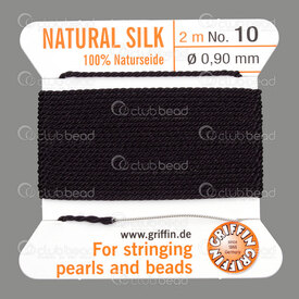 1001-0312 - Griffin Silk Thread With Needle attached Size 10 0.90mm Black 2m Germany 1001-0312,Silk,Thread,With Needle attached,Size 10,0.90mm,Black,2m,Germany,Griffin,montreal, quebec, canada, beads, wholesale