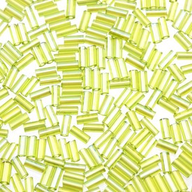M-1002-164 - B46  -  BUGLES TRANSPARENT RAINBOW LIME #2 M-1002-164,Beads,Bead,Seed Bead,Glass,#2,Cylinder,Bugle,Green,Lime,Rainbow,Transparent,China,500gr,montreal, quebec, canada, beads, wholesale