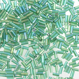 *A-1002-A02 - Glass Bead Seed Bead Bugle #2 Green AB 1 Box (app. 80 gr.) *A-1002-A02,Beads,Bead,Seed Bead,Glass,Glass,#2,Cylinder,Bugle,Green,AB,China,1 Box (app. 80 gr.),montreal, quebec, canada, beads, wholesale