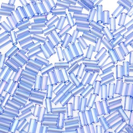 M-1003-166 - Seed Bead Bugle #3 Rainbow Light Blue Transparent 500gr M-1003-166,Beads,Bead,Seed Bead,Glass,#3,Cylinder,Bugle,Blue,Blue,Rainbow,Light,Transparent,China,500gr,montreal, quebec, canada, beads, wholesale