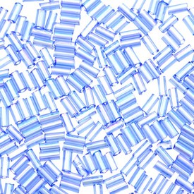 M-1003-168 - Seed Bead Bugle #3 Rainbow Blue Transparent 500gr M-1003-168,Bead,Seed Bead,Glass,#3,Cylinder,Bugle,Blue,Blue,Rainbow,Transparent,China,500gr,montreal, quebec, canada, beads, wholesale