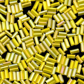 M-1003-170 - Seed Bead Bugle #3 Rainbow Yellow Transparent 500gr M-1003-170,Bead,Seed Bead,Glass,#3,Cylinder,Bugle,Yellow,Yellow,Rainbow,Transparent,China,500gr,montreal, quebec, canada, beads, wholesale