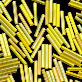 M-1005-170 - Seed Bead Bugle #5 Rainbow Yellow Transparent 500gr M-1005-170,Beads,Bead,Seed Bead,Glass,#5,Cylinder,Bugle,Yellow,Yellow,Rainbow,Transparent,China,500gr,montreal, quebec, canada, beads, wholesale