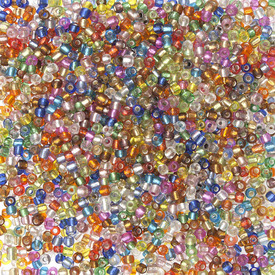 *A-1010-MIX02 - Bille Perle de Rocaille 10/0 Assortiment Centre Argenté 1 Boîte (app. 100 gr.) *A-1010-MIX02,Bille,Perle de Rocaille,Verre,10/0,Rond,Mix,Silver Lined Mix,Chine,1 Boîte (app. 100 gr.),montreal, quebec, canada, beads, wholesale