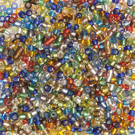 *A-1080-MIX02 - Bead Seed Bead 8/0 Silver Lined Mix 1 Box (app. 100 gr.) *A-1080-MIX02,Bead,Seed Bead,Glass,8/0,Round,Mix,Silver Lined Mix,China,1 Box (app. 100 gr.),montreal, quebec, canada, beads, wholesale
