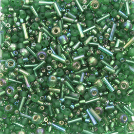 *1099-0000-18 - Glass Bead Seed Bead Assorted Shapes Assorted Size Green Mix 1 Box (app. 100 gr.) *1099-0000-18,Bead,Seed Bead,Glass,Glass,Assorted Size,Assorted Shapes,Green,Green Mix,China,1 Box (app. 100 gr.),montreal, quebec, canada, beads, wholesale