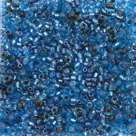 *1099-0000-20 - Bille de Verre Perle de Rocaille Forme Assortie Dimension Assortie Assortiment Bleu 1 Boîte (app. 100 gr.) *1099-0000-20,Billes,montreal, quebec, canada, beads, wholesale