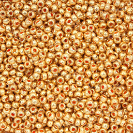 1101-2030 - Glass Bead Seed Bead Round 8/0 Preciosa Metallic Gold 50g app. 2000pcs Czech Republic 1101-2030,Beads,Bead,8/0,Bead,Seed Bead,Glass,Glass,8/0,Round,Round,Yellow,Gold,Metallic,Czech Republic,montreal, quebec, canada, beads, wholesale