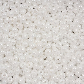 1101-3004 - Glass Bead Seed Bead Round 6/0 Preciosa Luster White Opaque 50g app. 700pcs Czech Republic 1101-3004,preciosa,montreal, quebec, canada, beads, wholesale