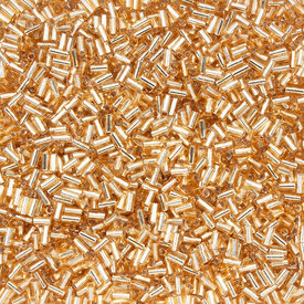 1101-6100-02 - Glass Seed Bead Bugle #1 3mm Miyuki Gold Silver Lined 25g Japan BGL1-9003 1101-6100-02,billes 3mm,montreal, quebec, canada, beads, wholesale
