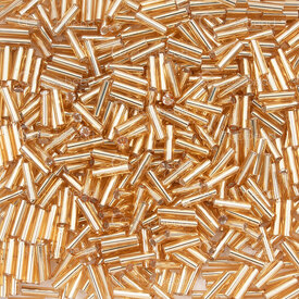 1101-6201-02 - Glass Seed Bead Bugle #2 6mm Gold Silver Lined 90gr Bag 1101-6201-02,Weaving,Seed beads,Bugles,montreal, quebec, canada, beads, wholesale