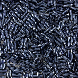 1101-6202-08 - Glass Seed Bead Twisted Bugle #2 6mm Gunmetal 90gr Bag 1101-6202-08,Weaving,Seed beads,Bugles,montreal, quebec, canada, beads, wholesale