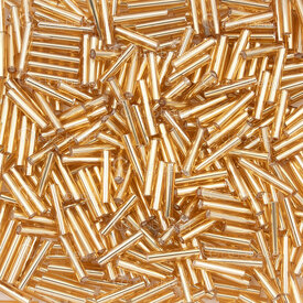 1101-6301-02 - Glass Seed Bead Bugle #3 9mm Gold Silver Lined 90gr Bag 1101-6301-02,Weaving,Seed beads,Bugles,montreal, quebec, canada, beads, wholesale