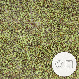 1101-7034-7.2GR - Glass Delica Seed Bead 11/0 Miyuki Picasso Chartreuse Matt 7.2g Japan DB2265 1101-7034-7.2GR,Beads,11/0,Delica,Seed Bead,Glass,Glass,11/0,Cylinder,Green,Chartreuse,Picasso,Matt,Japan,Miyuki,montreal, quebec, canada, beads, wholesale
