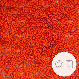 1101-7053-7.2GR - Glass Delica Seed Bead 11/0 Miyuki Dyed Matt Opaque Vermillion 7.2g Japan DB795 1101-7053-7.2GR,Weaving,Seed beads,Nb 11,montreal, quebec, canada, beads, wholesale