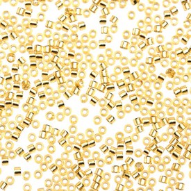 *1101-7508 - Glass Delica Seed Bead 11/0 Miyuki Gold Silver Lined 10g Japan DB042 *1101-7508,Delica,Seed Bead,Glass,Glass,11/0,Cylinder,Beige,Gold,Silver Lined,Japan,Miyuki,10g,DB042,montreal, quebec, canada, beads, wholesale
