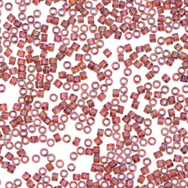 1101-7528-7.2GR - Glass Delica Seed Bead 11/0 Miyuki AB Raspberry Transparent 7.2g Japan DB104 1101-7528-7.2GR,11/0,Red,Delica,Seed Bead,Glass,Glass,11/0,Cylinder,Red,Raspberry,AB,Transparent,Japan,Miyuki,montreal, quebec, canada, beads, wholesale