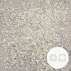 1101-7578-7.2GR - Glass Delica Seed Bead 11/0 Miyuki Crystal/Cream AB 7.2g Japan DB109 1101-7578-7.2GR,Clearance by Category,Seed Beads,Delica,Seed Bead,Glass,Glass,11/0,Cylinder,Crystal/Cream,AB,Japan,Miyuki,7.2g,DB109,montreal, quebec, canada, beads, wholesale
