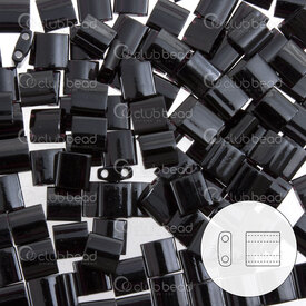 1101-7701-7.2GR - Glass Bead Seed Bead Tila 5MM Miyuki Black Opaque 2 Holes 7.2gr Japan TL401 1101-7701-7.2GR,Weaving,Seed beads,5mm,Bead,Seed Bead,Glass,Glass,5mm,Square,Tila,Black,Black,Opaque,2 Holes,montreal, quebec, canada, beads, wholesale