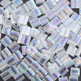 1101-7712-7.2GR - Glass Bead Seed Bead Tila 5x2.5MM Miyuki Transparent Crystal AB 2 Holes 7.2gr Japan TL250 1101-7712-7.2GR,Beads,Glass,Bead,Seed Bead,Glass,Glass,5mm,Square,Tila,White,Crystal,Transparent,AB,2 Holes,montreal, quebec, canada, beads, wholesale