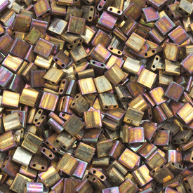 1101-7722-7.2GR - Glass Bead Seed Bead Tila 5MM Miyuki Iris Metallic Gold 2 Holes 7.2gr Japan TL462 1101-7722-7.2GR,Bead,Seed Bead,Glass,Glass,5mm,Square,Tila,Brown,Gold,Iris,Metallic,2 Holes,Japan,7.2gr,montreal, quebec, canada, beads, wholesale