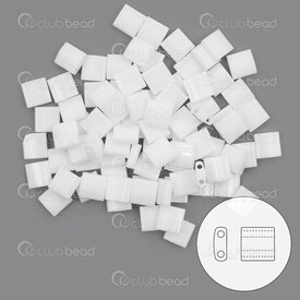 1101-7731-7.2GR - Glass Bead Seed Bead Tila 5MM Miyuki Opaque White 2 Holes 7.2gr Japan TL402 1101-7731-7.2GR,Weaving,montreal, quebec, canada, beads, wholesale