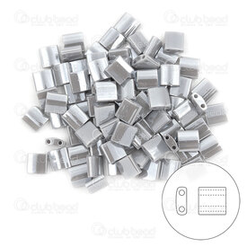 1101-7741-7.2GR - Glass Bead Seed Bead Tila 5MM Miyuki Opaque Grey Luster 2 Holes 7.2gr Japan TL443 1101-7741-7.2GR,bille gris,montreal, quebec, canada, beads, wholesale