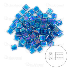 1101-7754-7.2GR - Bille de Verre Perle de Rocaille Tila 5MM Miyuki Bleu Capri Transparent AB 2 Trous Japon TL291 1101-7754-7.2GR,Billes,Perles de rocaille,2 trous,montreal, quebec, canada, beads, wholesale
