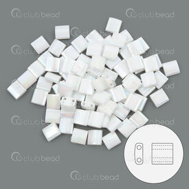 1101-7757-7.2GR - Bille de Verre Perle de Rocaille Tila 5MM Miyuki Blanc Perle Opaque AB 2 Trous Japon TL471 1101-7757-7.2GR,Tissage,Perles de rocaille,2 trous,montreal, quebec, canada, beads, wholesale