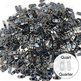 1101-7809-7.2GR - Glass Bead Seed Bead Quarter Tila 5x1.5MM Miyuki Light Gunmetal 2 Holes 7.2gr Japan QTL464 1101-7809-7.2GR,tila,montreal, quebec, canada, beads, wholesale