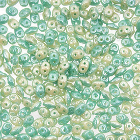 1101-7850-22 - Glass Bead Seed Bead Superduo Duets Preciosa 2.5x5mm Green Turquoise/Ivory Luster 2 Holes App. 24g Czech Republic DU0563132-14400 1101-7850-22,Bead,Seed Bead,Glass,Glass,2.5X5MM,Superduo,Duets,Green Turquoise/Ivory,Luster,2 Holes,Czech Republic,Preciosa,App. 24g,DU0563132-14400,montreal, quebec, canada, beads, wholesale