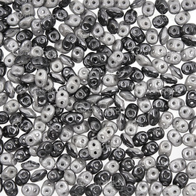 1101-7850-24 - Glass Bead Seed Bead Superduo Duets Preciosa 2.5x5mm Black/White Grey Luster 2 Holes App. 24g Czech Republic DU0503849-14449 1101-7850-24,Beads,2.5X5MM,Bead,Seed Bead,Glass,Glass,2.5X5MM,Superduo,Duets,Black/White Grey,Luster,2 Holes,Czech Republic,Preciosa,montreal, quebec, canada, beads, wholesale