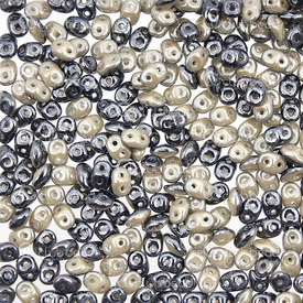 1101-7850-26 - Glass Bead Seed Bead Superdu0 Duets Preciosa 2.5x5mm Navy/Ivory Luster 2 Holes App. 24g Czech Republic DU0533413-14400 1101-7850-26,Weaving,Seed beads,2 holes,2.5X5MM,Bead,Seed Bead,Glass,Glass,2.5X5MM,Superduo,Duets,Navy/Ivory,Luster,2 Holes,montreal, quebec, canada, beads, wholesale