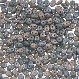 1101-7850-32 - Glass Bead Seed Bead Superduo Duets Preciosa 2.5x5mm Opaque Ivory/Nebula Turquoise Matt 2 Holes App. 24g Czech Republic DU0563132-85001 1101-7850-32,Beads,Bead,Seed Bead,Glass,Glass,2.5X5MM,Superduo,Duets,Ivory/Nebula Turquoise,Opaque,Matt,2 Holes,Czech Republic,Preciosa,montreal, quebec, canada, beads, wholesale