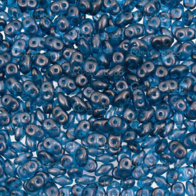 1101-7850-50 - Bille de Verre Perle de Rocaille Superduo 2.5X5MM Bleu Celeste Halo 2 Trous App. 24gr Preciosa République Tcheque DU0500030-29266-TB 1101-7850-50,Billes,Perles de rocaille,Superduo,montreal, quebec, canada, beads, wholesale