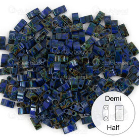 1101-7934-7.8GR - Glass Bead Seed Bead Half Tila 5x2.5MM Miyuki Opaque Cobalt Picasso 2 Holes 7.8r Japan TLH4518 1101-7934-7.8GR,Beads,Seed beads,Tila,Half,montreal, quebec, canada, beads, wholesale