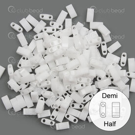 1101-7936-7.8GR - Glass Bead Seed Bead Half Tila 5x2.5MM Miyuki Opaque White 2 Holes 7.8r Japan TLH402 1101-7936-7.8GR,Beads,Seed beads,Tila,Half,montreal, quebec, canada, beads, wholesale