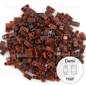 1101-7939-7.8GR - Glass Bead Seed Bead Half Tila 5x2.5MM Miyuki Picasso Opaque Orange 2 Holes 7.8r Japan TLH4520 1101-7939-7.8GR,Beads,Seed beads,2 holes,montreal, quebec, canada, beads, wholesale
