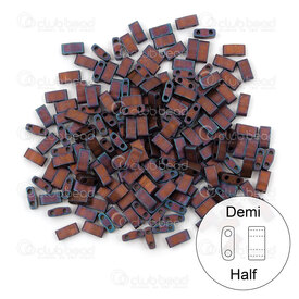1101-7941-7.8GR - Bille de Verre Perle de Rocaille Demi Tila 5x2.5MM Miyuki Framboise Irise Fonce Metallique Mat Nickel 2 Trous Trou 0.8mm 7.8gr Japon TLH2005 1101-7941-7.8GR,Tissage,Perles de rocaille,2 trous,montreal, quebec, canada, beads, wholesale