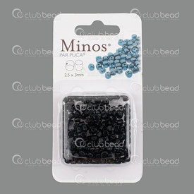 1101-8020-02 - Glass Bead Minos 2.5X3mm Puca Jet 10gr MNS253-23980-R Czech Republic 1101-8020-02,montreal, quebec, canada, beads, wholesale