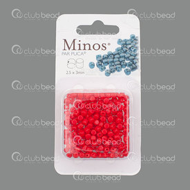 1101-8020-06 - Bille de Verre de Rocaille Minos 2.5X3mm Puca Opaque Coral Red 10gr MNS253-93200-R République Tchèque 1101-8020-06,montreal, quebec, canada, beads, wholesale