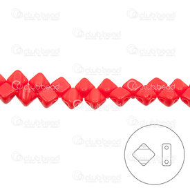 1101-8030-04 - Glass Bead Silky Square 5mm Red 2 Holes 2 String of 40 pcs SQ205-93190 Czech Republic 1101-8030-04,Beads,Seed beads,Silky,montreal, quebec, canada, beads, wholesale