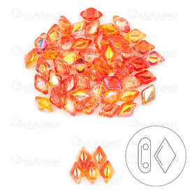 1101-8040-24 - Glass Bead Seed Bead Gem Duo 8x5mm Summer Rainbow Orange 2 Holes App. 8g Matubo Czech Republic 1101-8040-24,1101-8040,montreal, quebec, canada, beads, wholesale