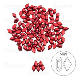 1101-8041-14 - Glass Bead Seed Bead Mini Gem Duo 6x4mm Metalust Lipstick Red 2 Holes 0.8mm App. 8g Matubo Czech Republic GD6423980-24209 1101-8041-14,Weaving,Seed beads,Gem Duo,montreal, quebec, canada, beads, wholesale
