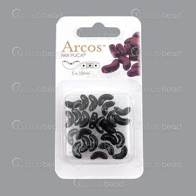 1101-8050-02 - Glass Bead Arcos 5X10mm Puca Jet 5gr ARC510-23980 Czech Republic 1101-8050-02,Beads,montreal, quebec, canada, beads, wholesale