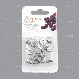 1101-8050-06 - Glass Bead Arcos 5X10mm Puca Silver Alluminium Mat 5gr ARC510-00030-01700 Czech Republic 1101-8050-06,Beads,montreal, quebec, canada, beads, wholesale
