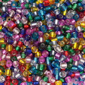 1101-9001-04MIX2 - Glass Bead Seed Bead 6/0 (4mm) Silver Lined Mix Color 90gr (approx. 900pcs) 1 Bag 1101-9001-04MIX2,perle 4mm,montreal, quebec, canada, beads, wholesale