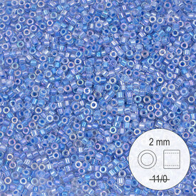 1101-9004 - Delica de Verre Perle de Rocaille 2mm Stellaris Cristal AB Centre Bleu Teint 22gr 1101-9004,Crystal ab,montreal, quebec, canada, beads, wholesale