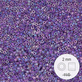 1101-9006 - Delica de Verre Perle de Rocaille 2mm Stellaris Cristal AB Centre Mauve Teint 22gr 1101-9006,mauve,montreal, quebec, canada, beads, wholesale